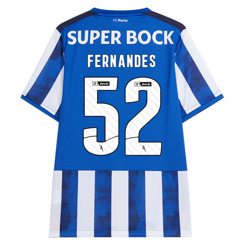 Niño Camiseta Martim Fernandes #52 Azul Blanco 1ª Equipación 2024/25 La Camisa Chile