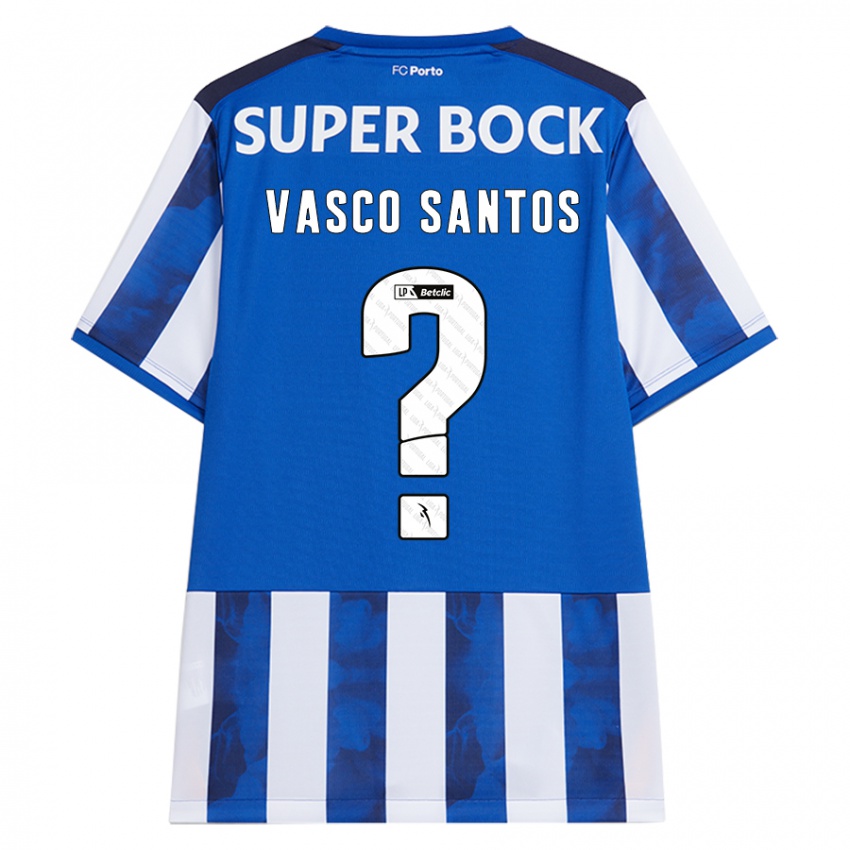 Niño Camiseta Vasco Santos #0 Azul Blanco 1ª Equipación 2024/25 La Camisa Chile