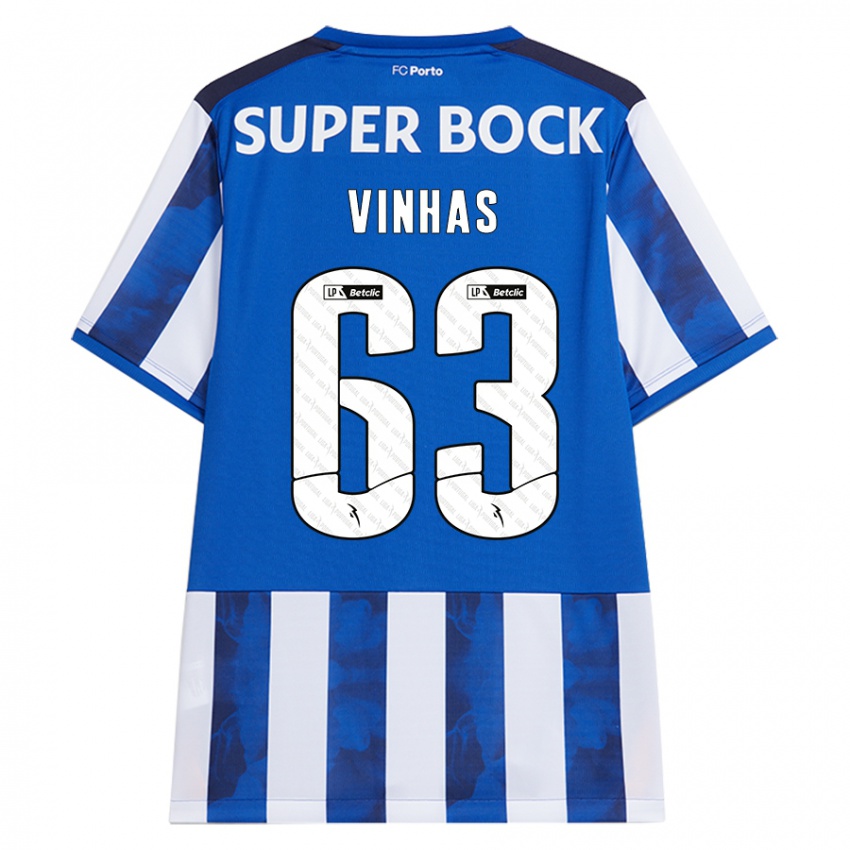 Niño Camiseta David Vinhas #63 Azul Blanco 1ª Equipación 2024/25 La Camisa Chile