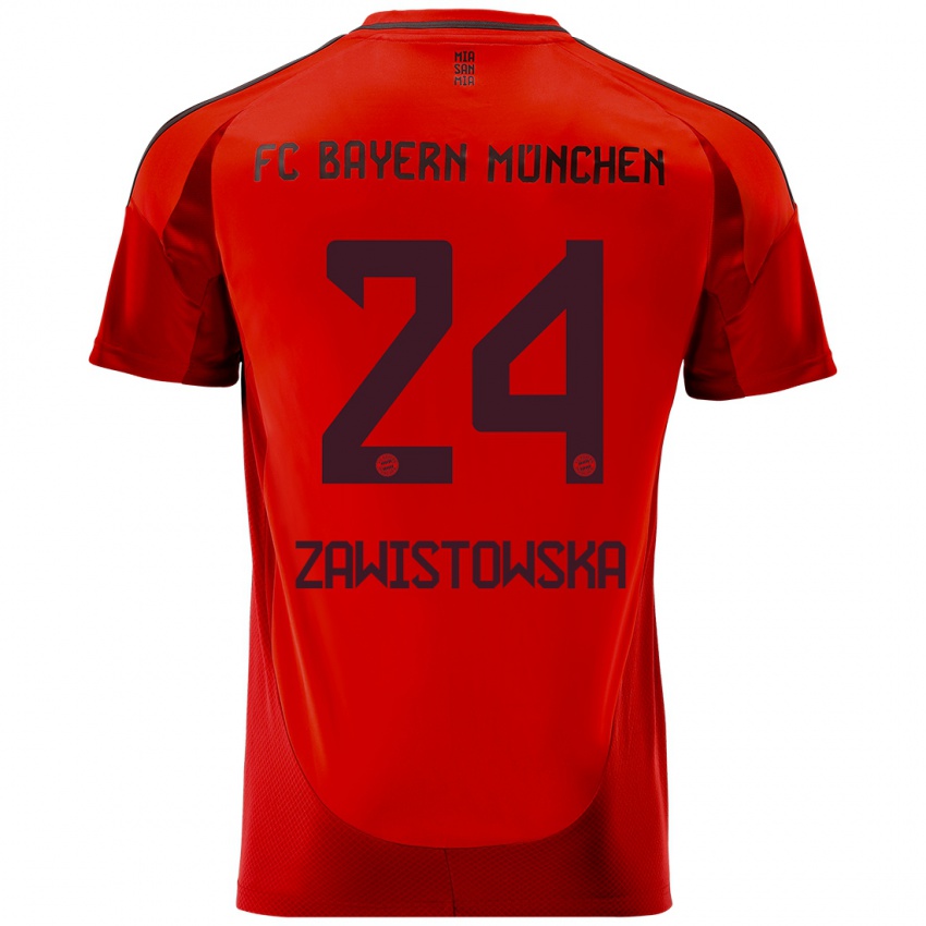 Niño Camiseta Weronika Zawistowska #24 Rojo 1ª Equipación 2024/25 La Camisa Chile