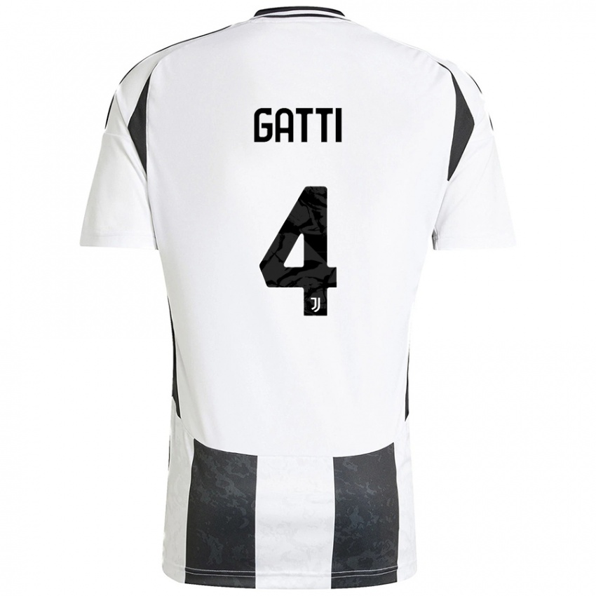 Niño Camiseta Federico Gatti #4 Blanco Negro 1ª Equipación 2024/25 La Camisa Chile