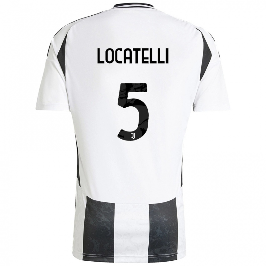 Niño Camiseta Manuel Locatelli #5 Blanco Negro 1ª Equipación 2024/25 La Camisa Chile