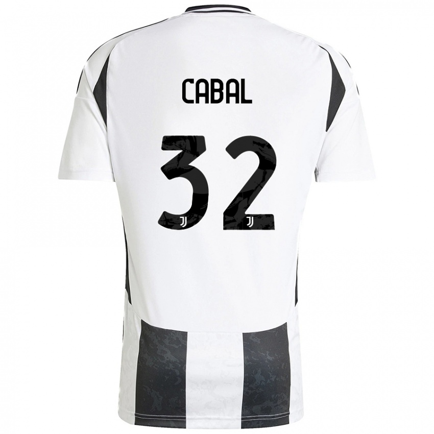 Niño Camiseta Juan Cabal #32 Blanco Negro 1ª Equipación 2024/25 La Camisa Chile