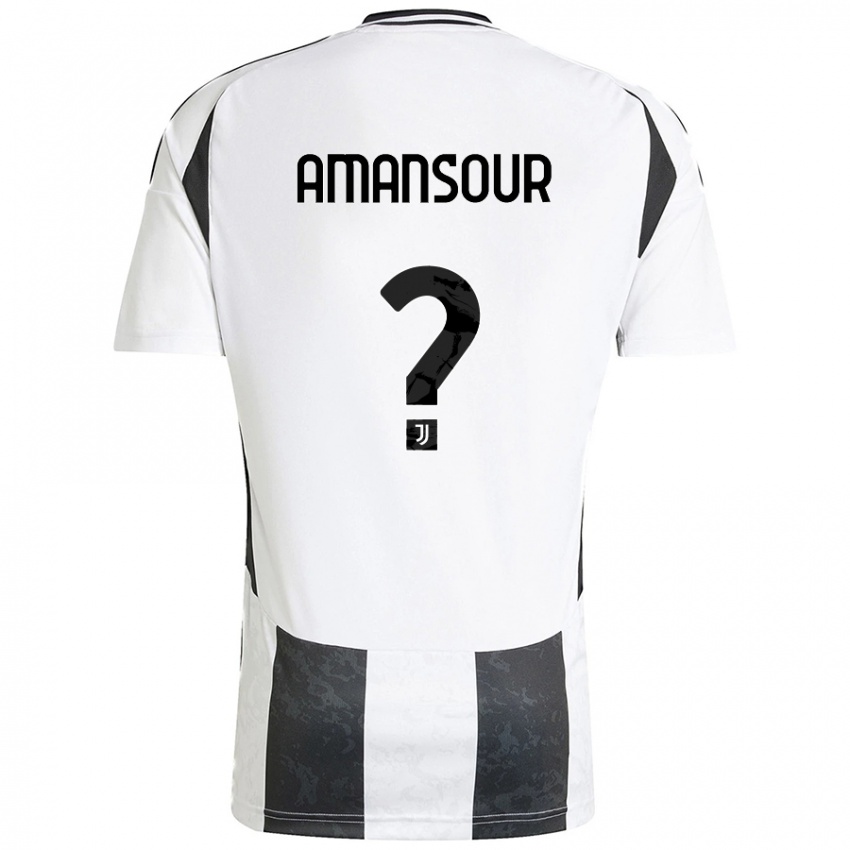 Niño Camiseta Adam Amansour #0 Blanco Negro 1ª Equipación 2024/25 La Camisa Chile