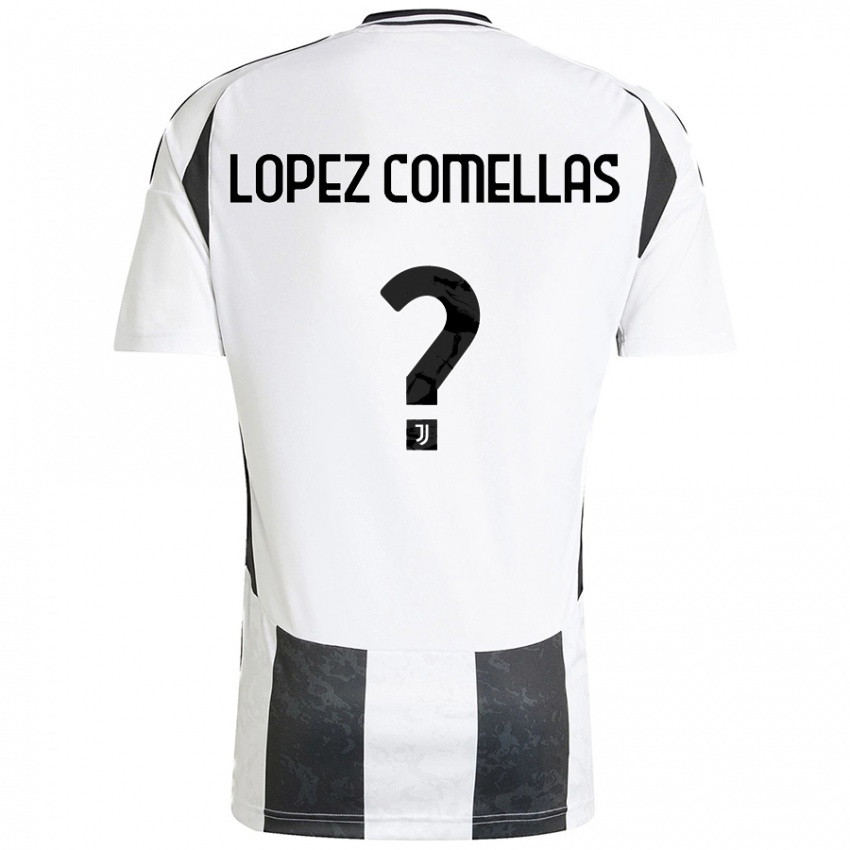 Niño Camiseta Ivan Lopez Comellas #0 Blanco Negro 1ª Equipación 2024/25 La Camisa Chile