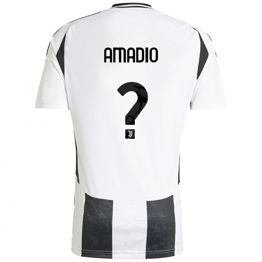 Niño Camiseta Alex Amadio #0 Blanco Negro 1ª Equipación 2024/25 La Camisa Chile