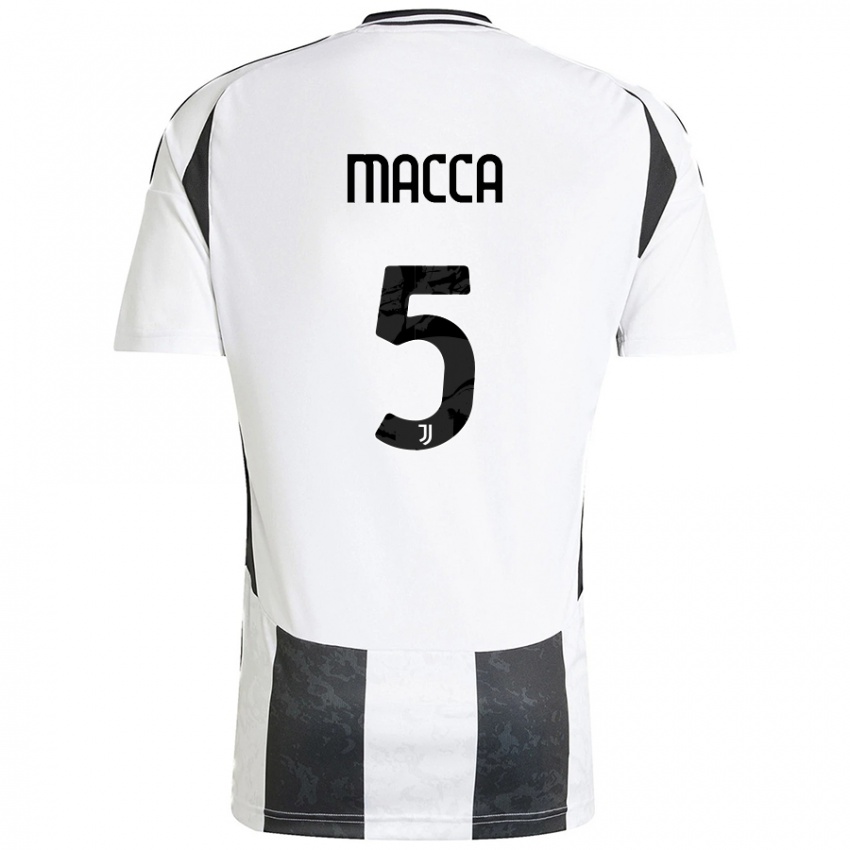 Niño Camiseta Federico Macca #5 Blanco Negro 1ª Equipación 2024/25 La Camisa Chile