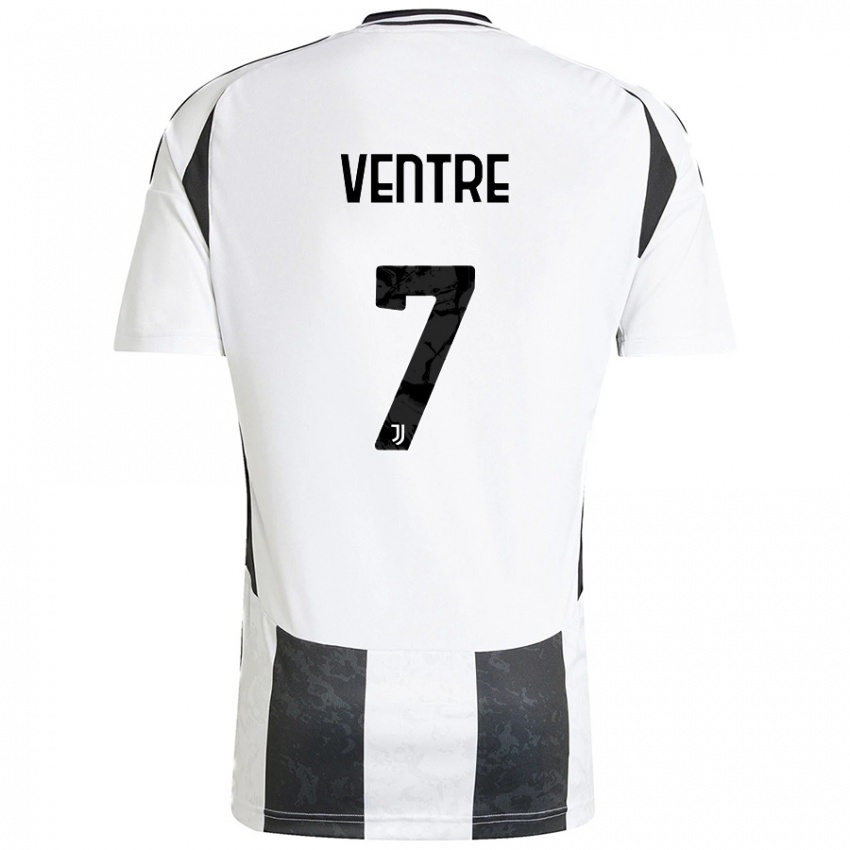 Niño Camiseta Alessandro Ventre #7 Blanco Negro 1ª Equipación 2024/25 La Camisa Chile