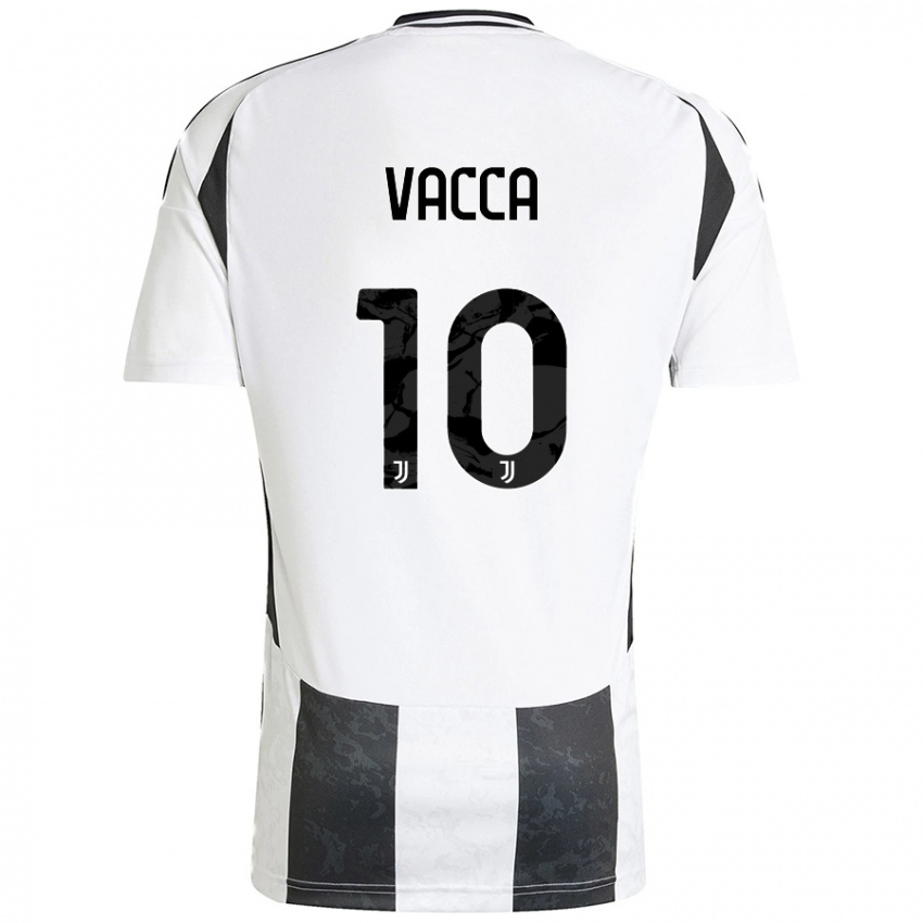 Niño Camiseta Alessio Vacca #10 Blanco Negro 1ª Equipación 2024/25 La Camisa Chile