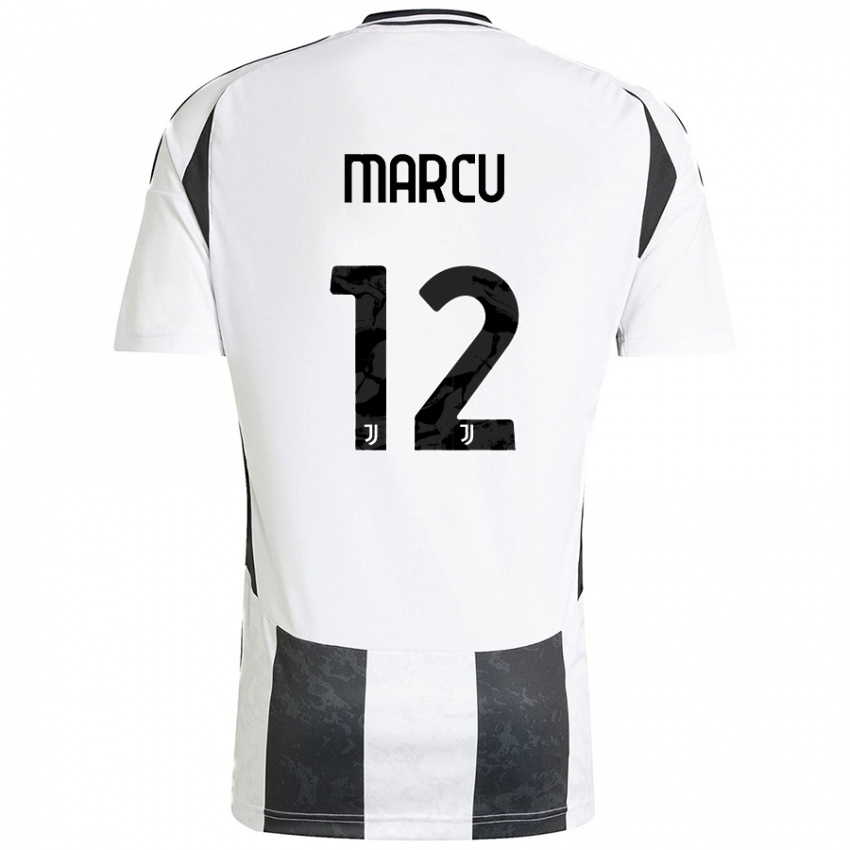 Niño Camiseta Alessio Marcu #12 Blanco Negro 1ª Equipación 2024/25 La Camisa Chile