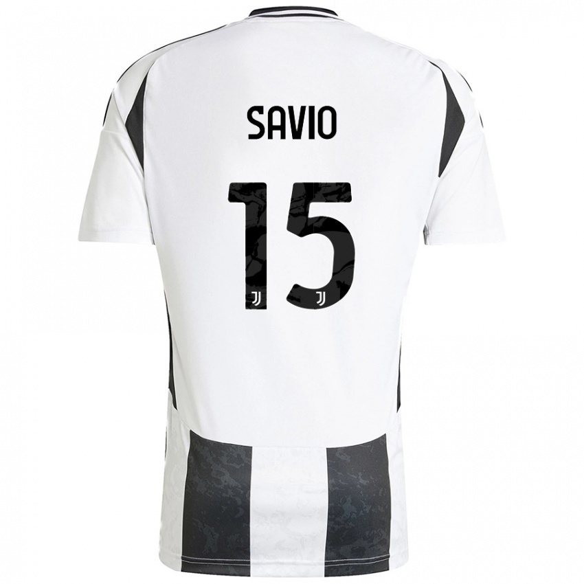 Niño Camiseta Federico Savio #15 Blanco Negro 1ª Equipación 2024/25 La Camisa Chile