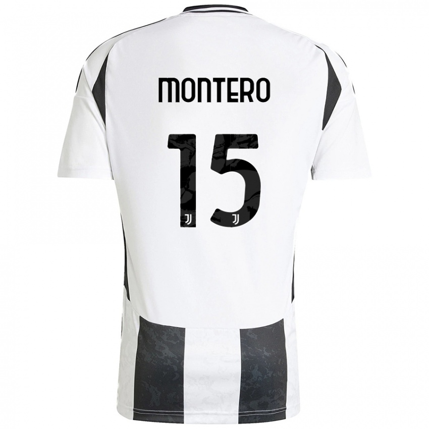 Niño Camiseta Alfonso Montero #15 Blanco Negro 1ª Equipación 2024/25 La Camisa Chile