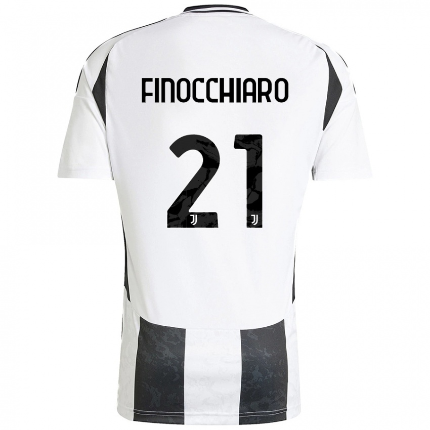 Niño Camiseta Gabriele Finocchiaro #21 Blanco Negro 1ª Equipación 2024/25 La Camisa Chile