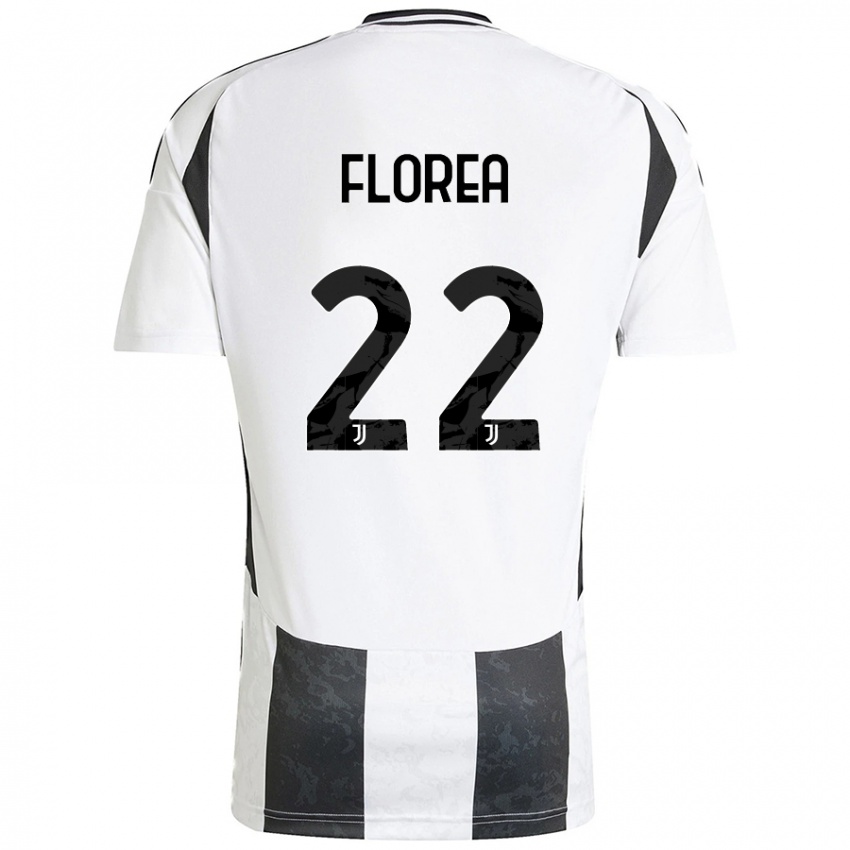 Niño Camiseta Andrei Florea #22 Blanco Negro 1ª Equipación 2024/25 La Camisa Chile