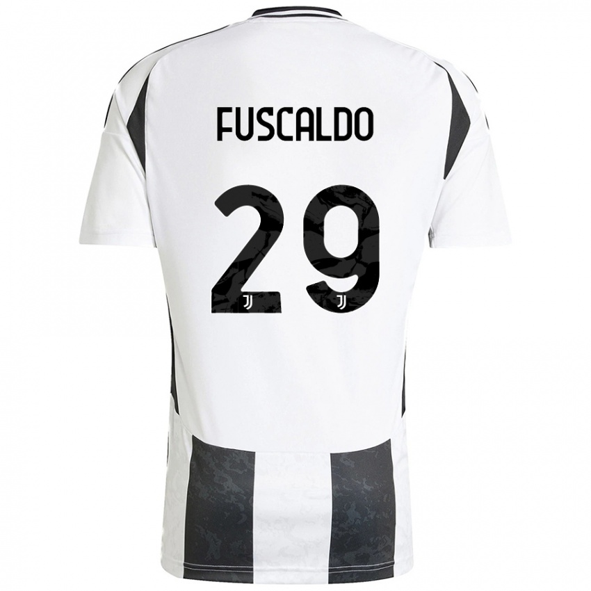 Niño Camiseta Matteo Fuscaldo #29 Blanco Negro 1ª Equipación 2024/25 La Camisa Chile