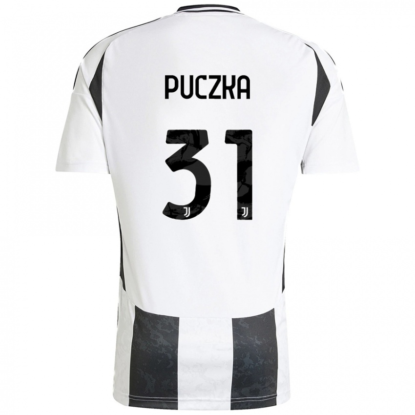 Niño Camiseta David Puczka #31 Blanco Negro 1ª Equipación 2024/25 La Camisa Chile