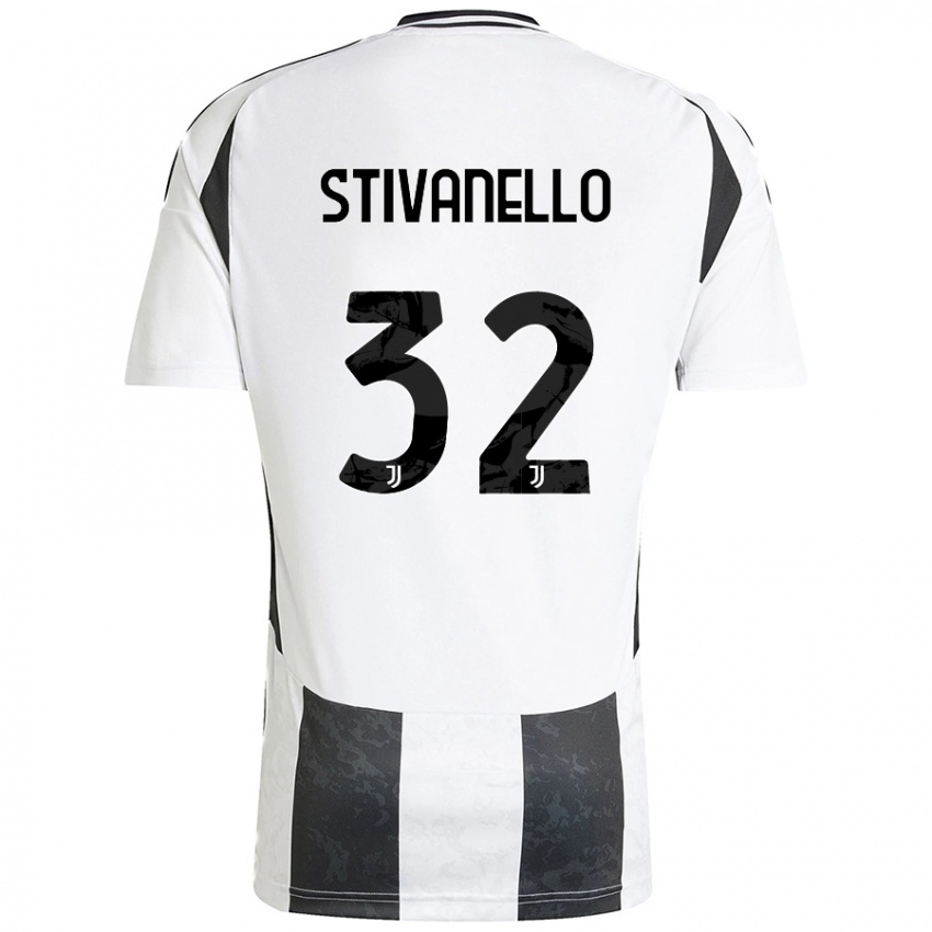 Niño Camiseta Riccardo Stivanello #32 Blanco Negro 1ª Equipación 2024/25 La Camisa Chile