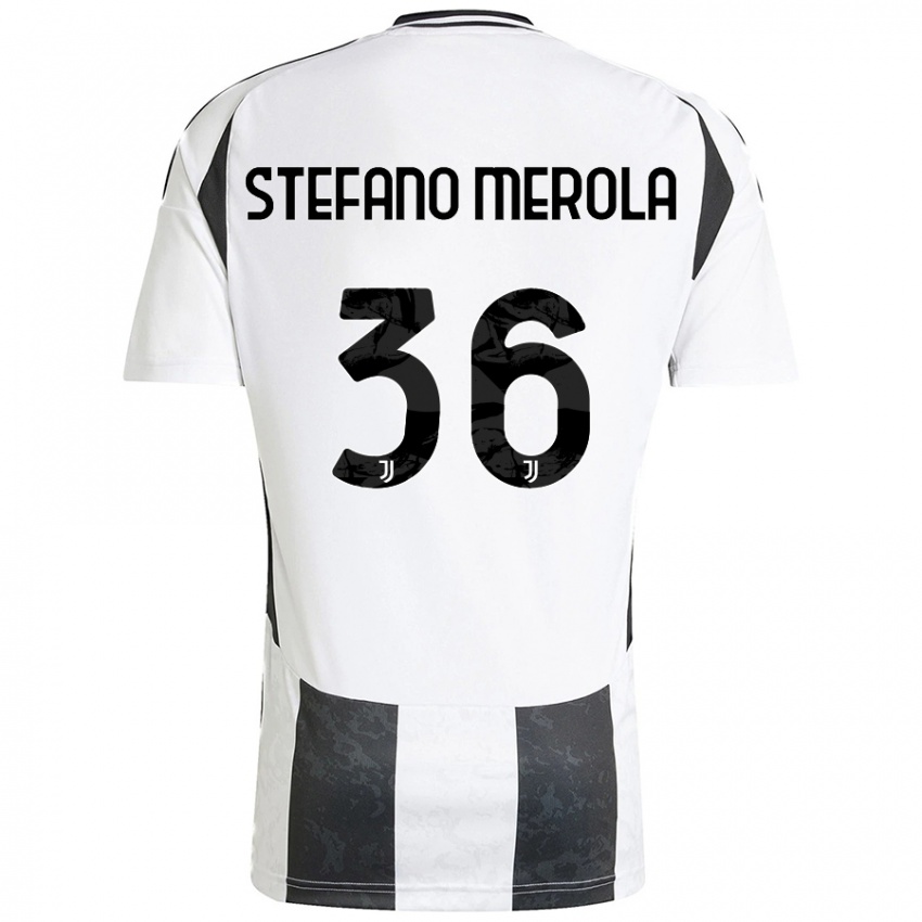 Niño Camiseta Antonio Stefano Merola #36 Blanco Negro 1ª Equipación 2024/25 La Camisa Chile