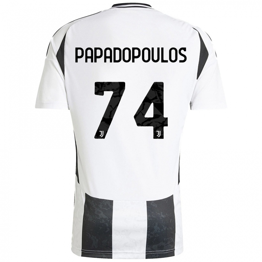 Niño Camiseta Christos Papadopoulos #74 Blanco Negro 1ª Equipación 2024/25 La Camisa Chile