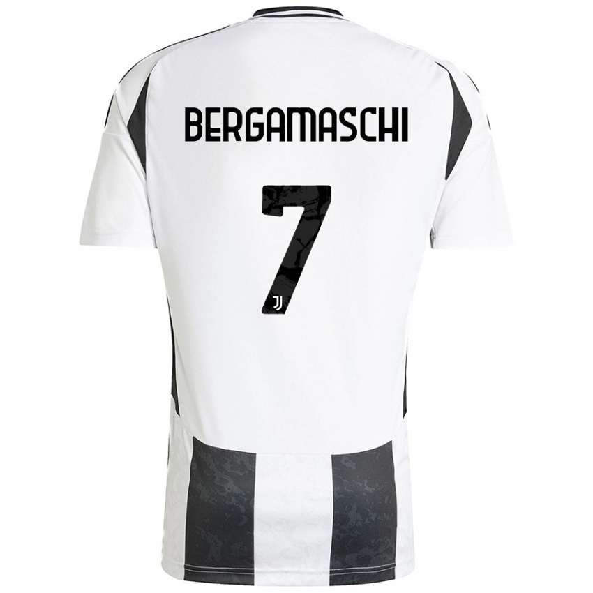 Niño Camiseta Valentina Bergamaschi #7 Blanco Negro 1ª Equipación 2024/25 La Camisa Chile