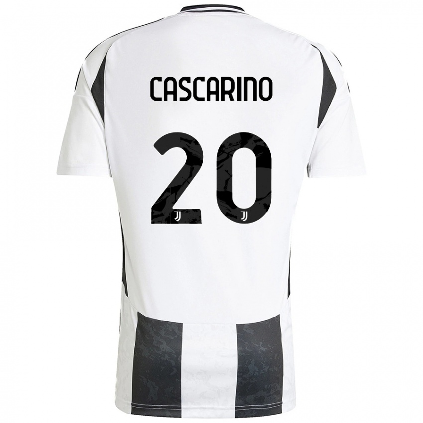 Niño Camiseta Estelle Cascarino #20 Blanco Negro 1ª Equipación 2024/25 La Camisa Chile