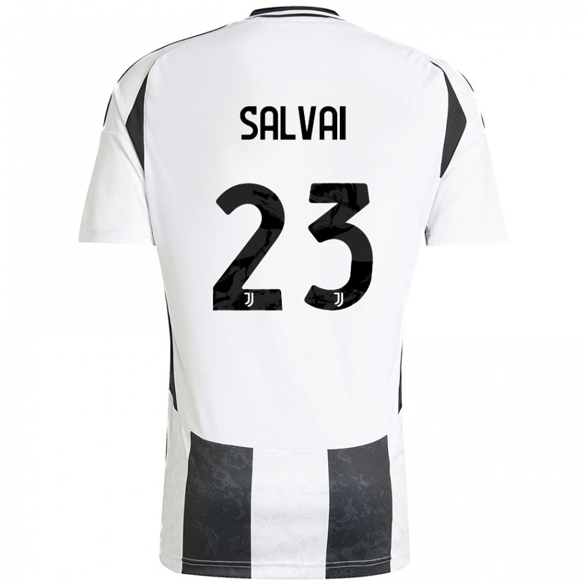 Niño Camiseta Cecilia Salvai #23 Blanco Negro 1ª Equipación 2024/25 La Camisa Chile