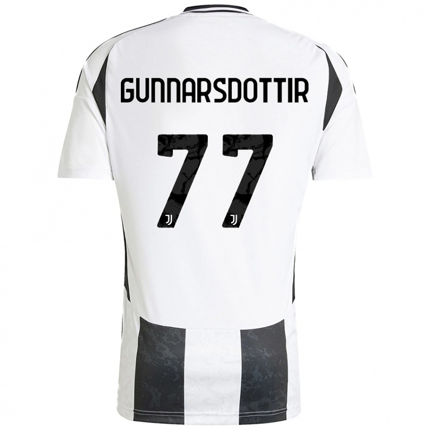 Niño Camiseta Sara Bjork Gunnarsdottir #77 Blanco Negro 1ª Equipación 2024/25 La Camisa Chile