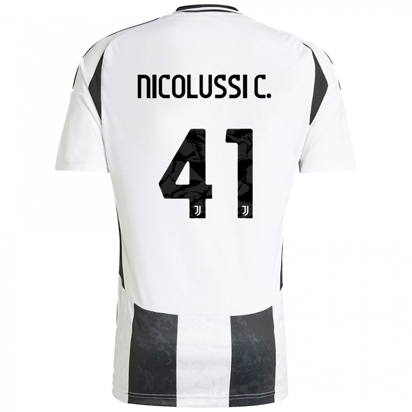 Niño Camiseta Hans Nicolussi Caviglia #41 Blanco Negro 1ª Equipación 2024/25 La Camisa Chile