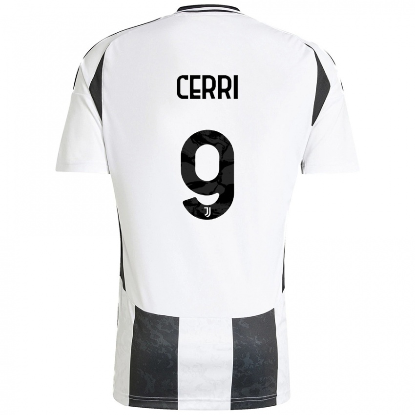 Niño Camiseta Leonardo Cerri #9 Blanco Negro 1ª Equipación 2024/25 La Camisa Chile