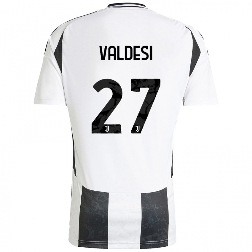 Niño Camiseta Andrea Valdesi #27 Blanco Negro 1ª Equipación 2024/25 La Camisa Chile