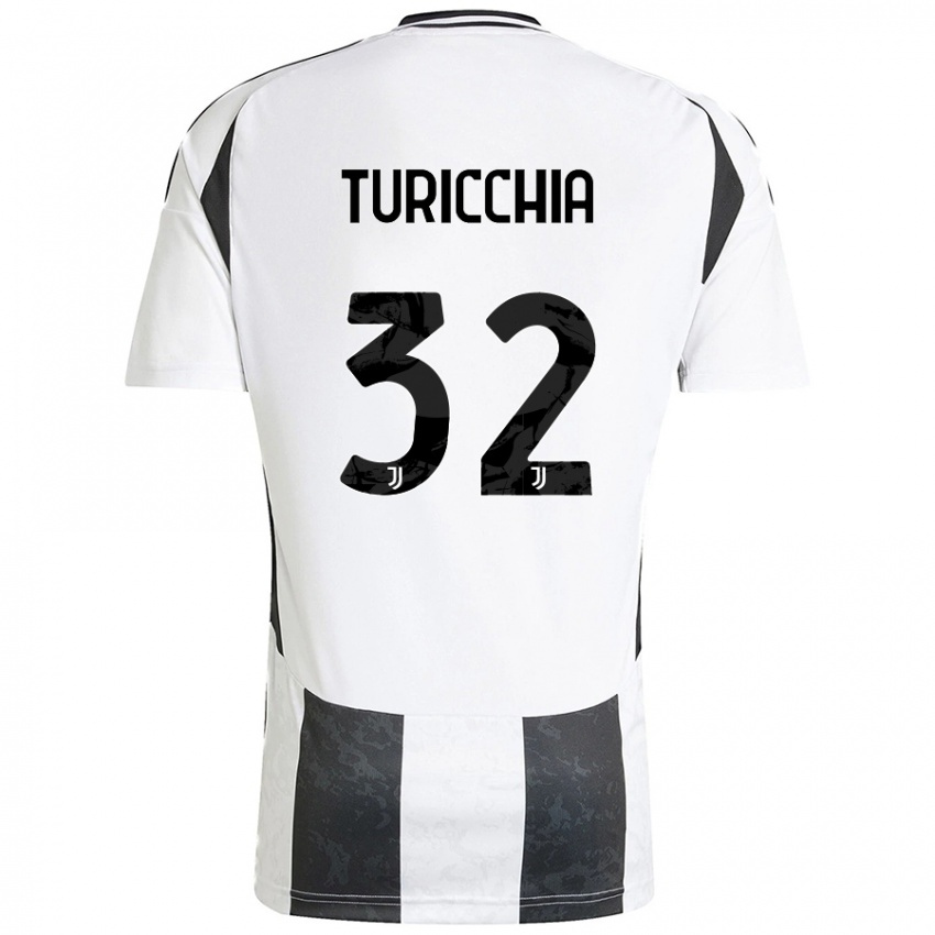 Niño Camiseta Riccardo Turicchia #32 Blanco Negro 1ª Equipación 2024/25 La Camisa Chile