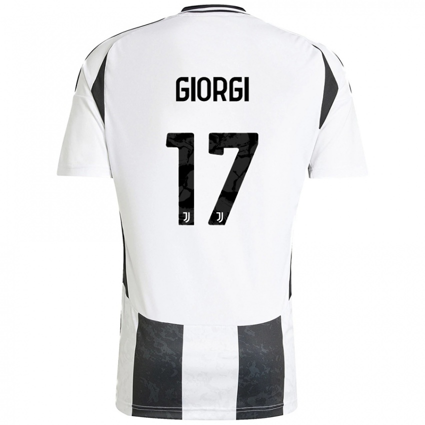 Niño Camiseta Lorenzo Giorgi #17 Blanco Negro 1ª Equipación 2024/25 La Camisa Chile