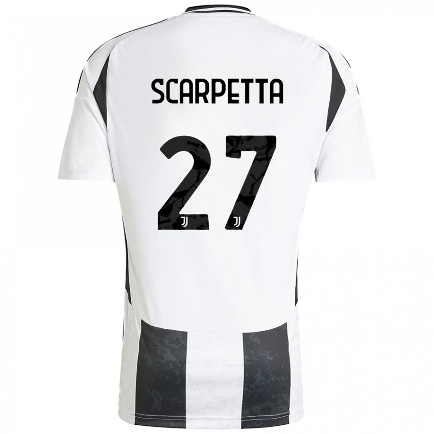 Niño Camiseta Jacopo Scarpetta #27 Blanco Negro 1ª Equipación 2024/25 La Camisa Chile