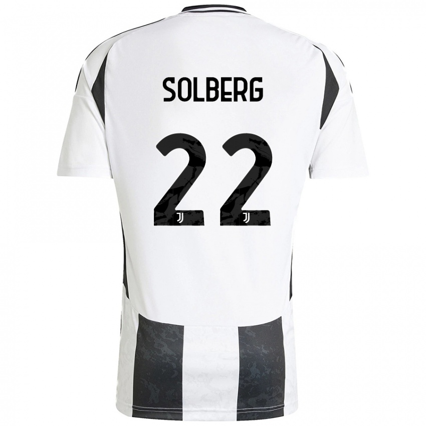 Niño Camiseta Elias Solberg #22 Blanco Negro 1ª Equipación 2024/25 La Camisa Chile