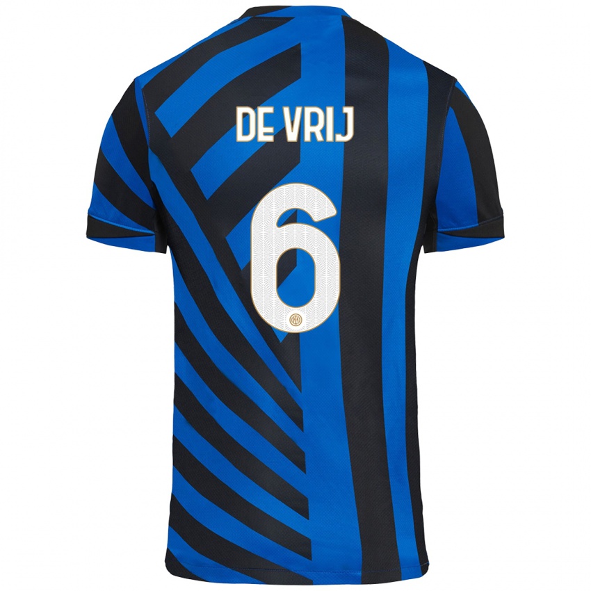 Niño Camiseta Stefan De Vrij #6 Azul Negro 1ª Equipación 2024/25 La Camisa Chile