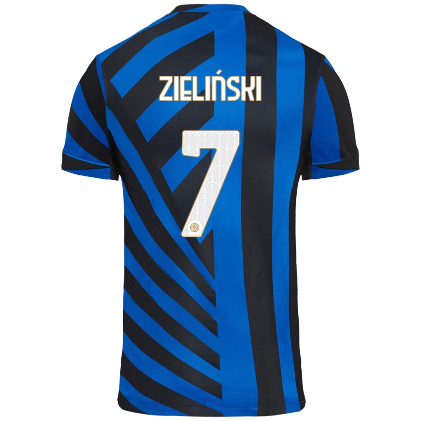 Niño Camiseta Piotr Zielinski #7 Azul Negro 1ª Equipación 2024/25 La Camisa Chile