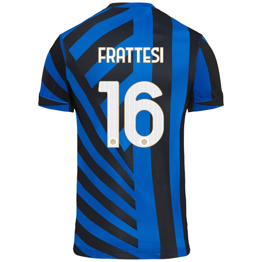 Niño Camiseta Davide Frattesi #16 Azul Negro 1ª Equipación 2024/25 La Camisa Chile