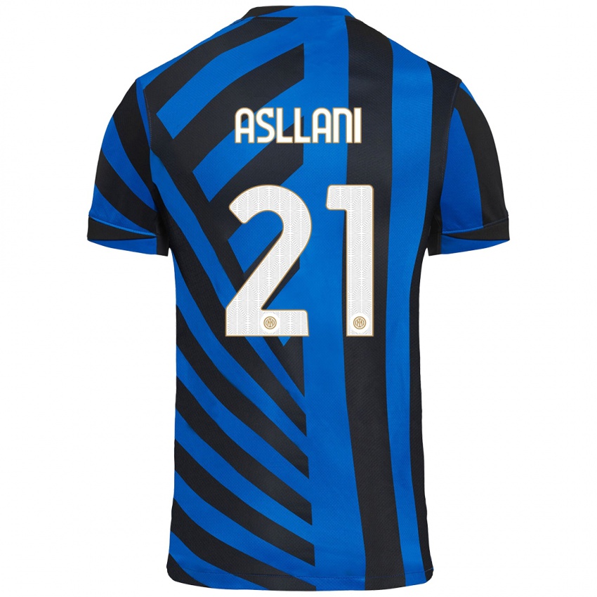 Niño Camiseta Kristjan Asllani #21 Azul Negro 1ª Equipación 2024/25 La Camisa Chile