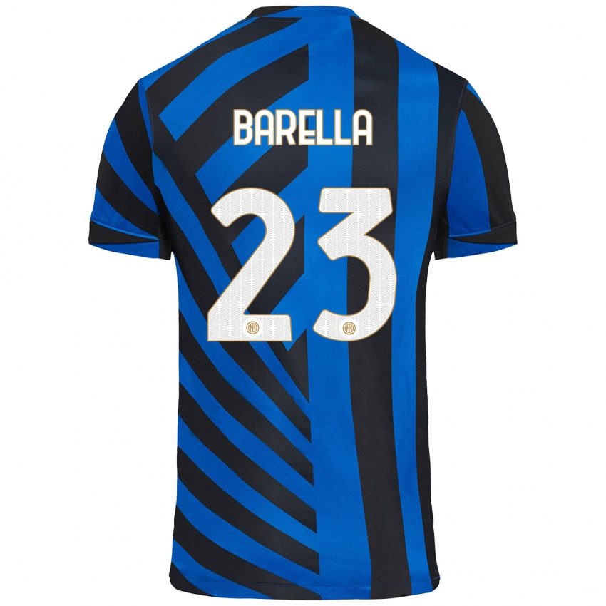 Niño Camiseta Nicolo Barella #23 Azul Negro 1ª Equipación 2024/25 La Camisa Chile