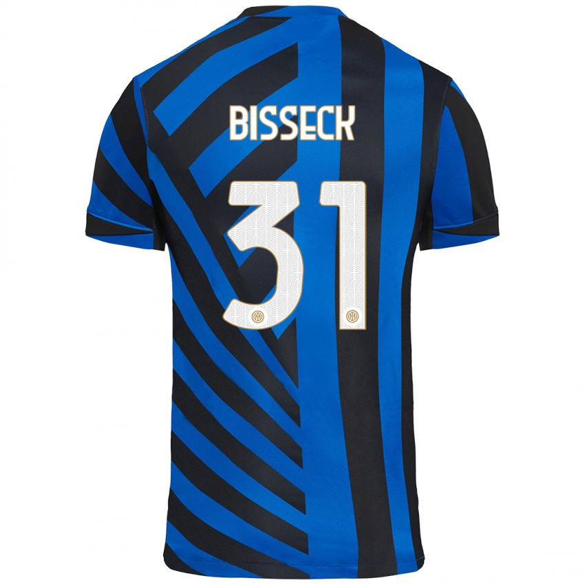 Niño Camiseta Yann Bisseck #31 Azul Negro 1ª Equipación 2024/25 La Camisa Chile