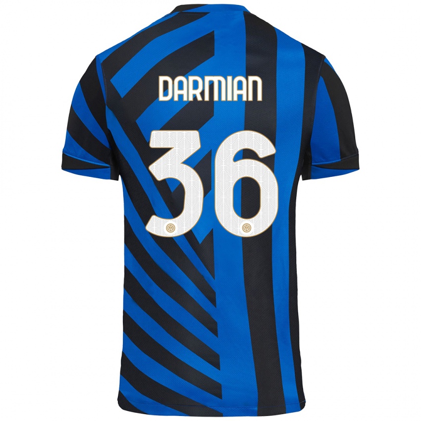 Niño Camiseta Matteo Darmian #36 Azul Negro 1ª Equipación 2024/25 La Camisa Chile