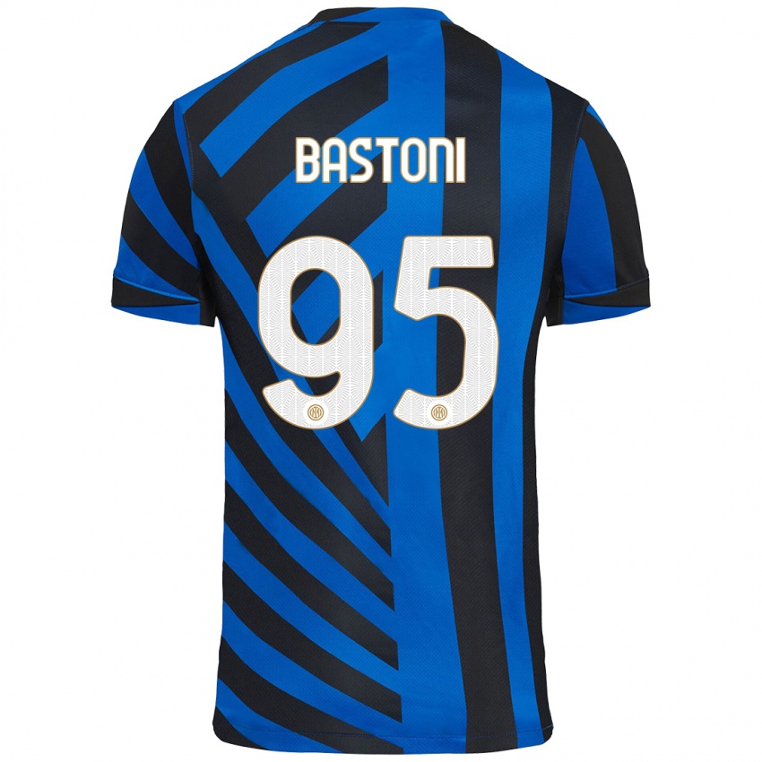 Niño Camiseta Alessandro Bastoni #95 Azul Negro 1ª Equipación 2024/25 La Camisa Chile