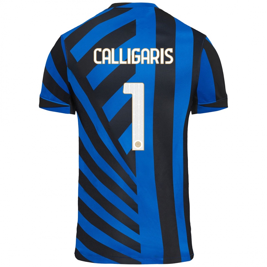 Niño Camiseta Alessandro Calligaris #1 Azul Negro 1ª Equipación 2024/25 La Camisa Chile