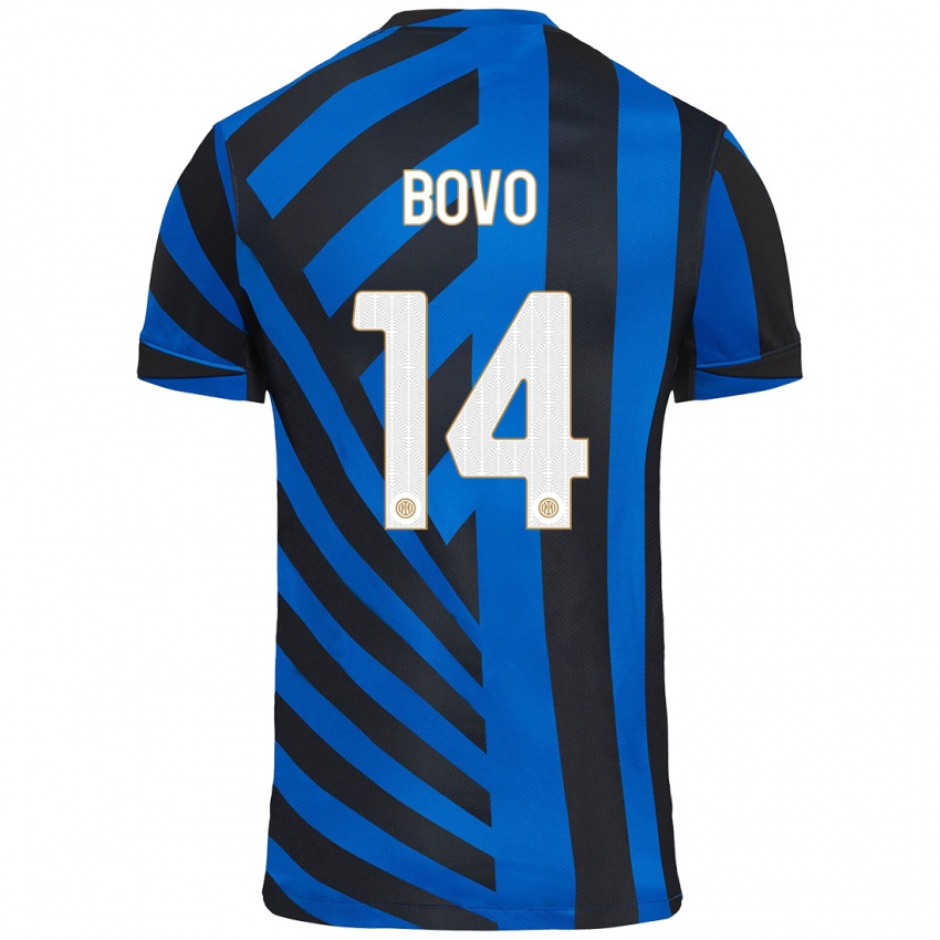 Niño Camiseta Leonardo Bovo #14 Azul Negro 1ª Equipación 2024/25 La Camisa Chile