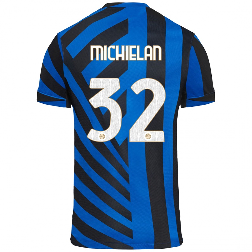 Niño Camiseta Mattia Michielan #32 Azul Negro 1ª Equipación 2024/25 La Camisa Chile