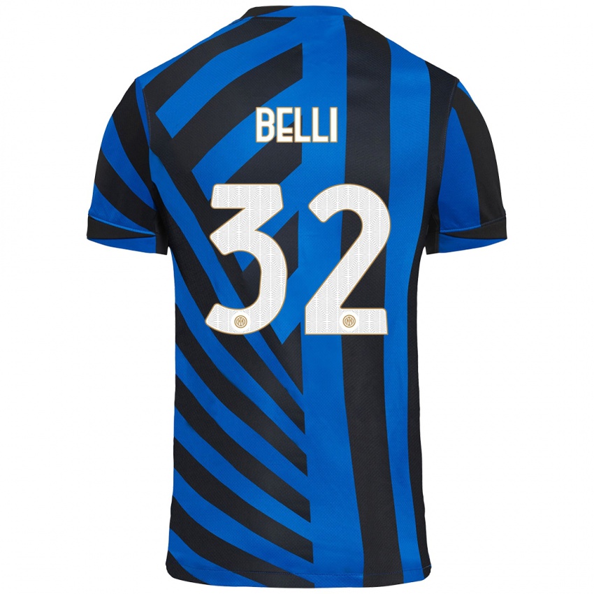 Niño Camiseta Elena Belli #32 Azul Negro 1ª Equipación 2024/25 La Camisa Chile