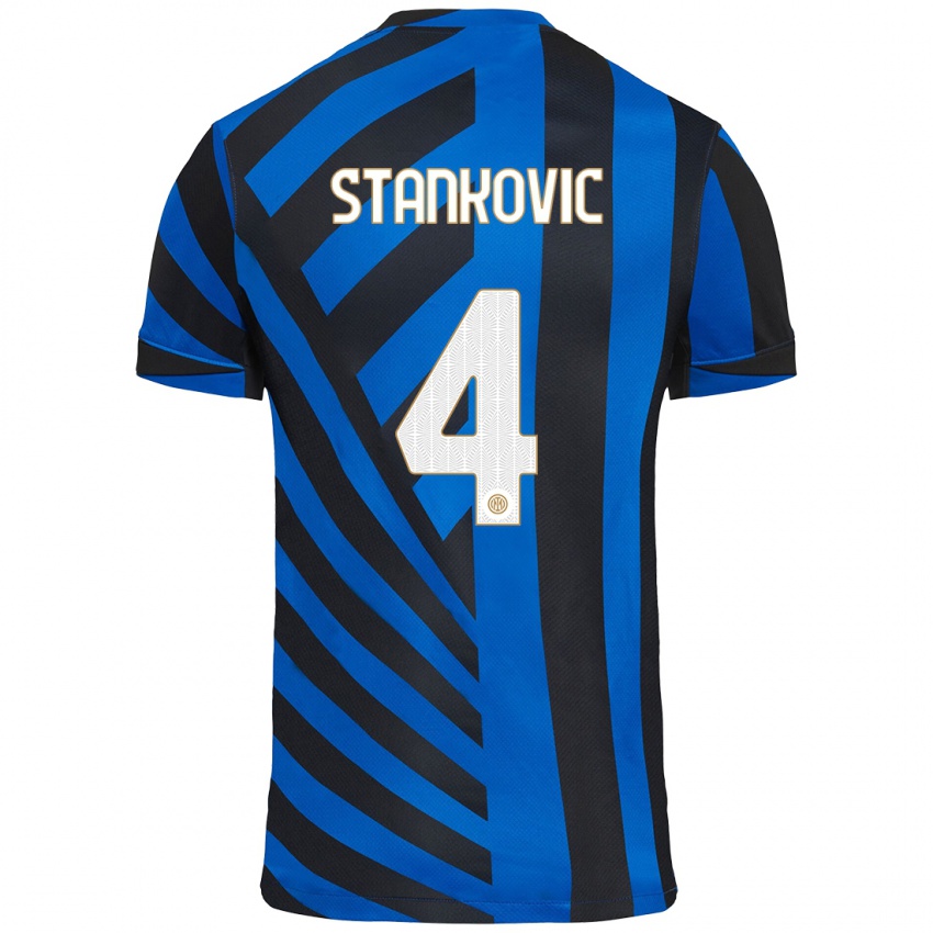 Niño Camiseta Aleksandar Stankovic #4 Azul Negro 1ª Equipación 2024/25 La Camisa Chile