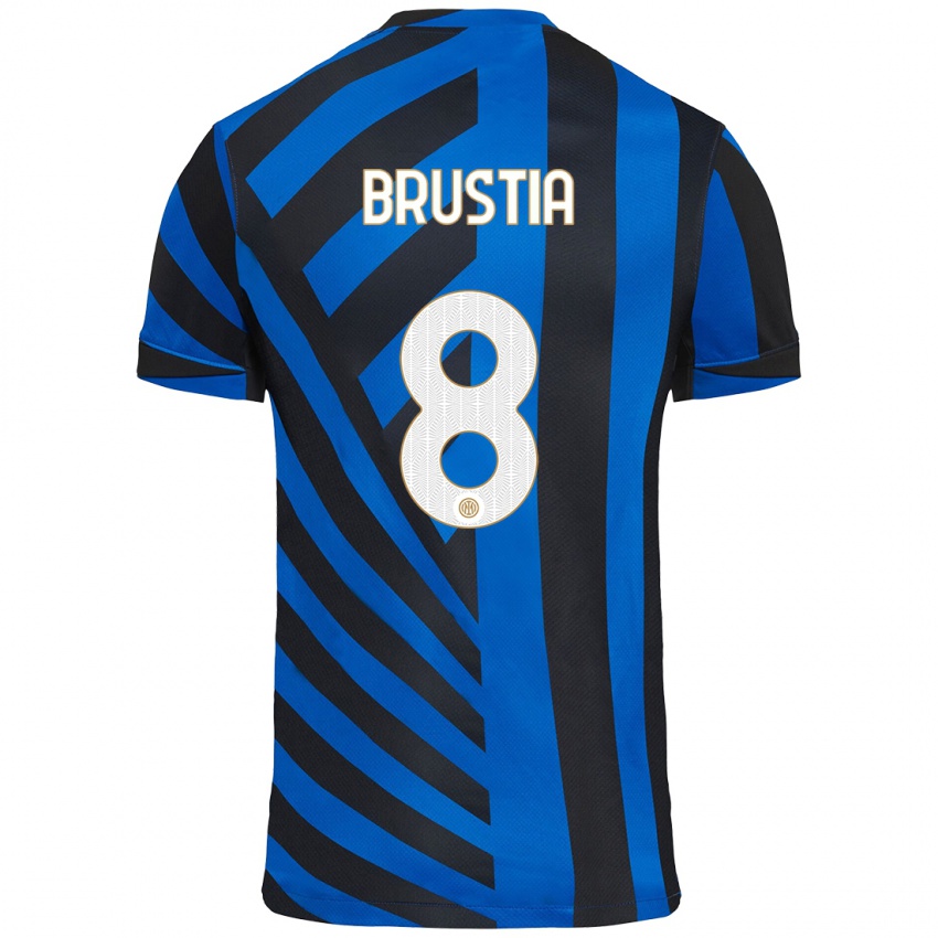 Niño Camiseta Martina Brustia #8 Azul Negro 1ª Equipación 2024/25 La Camisa Chile