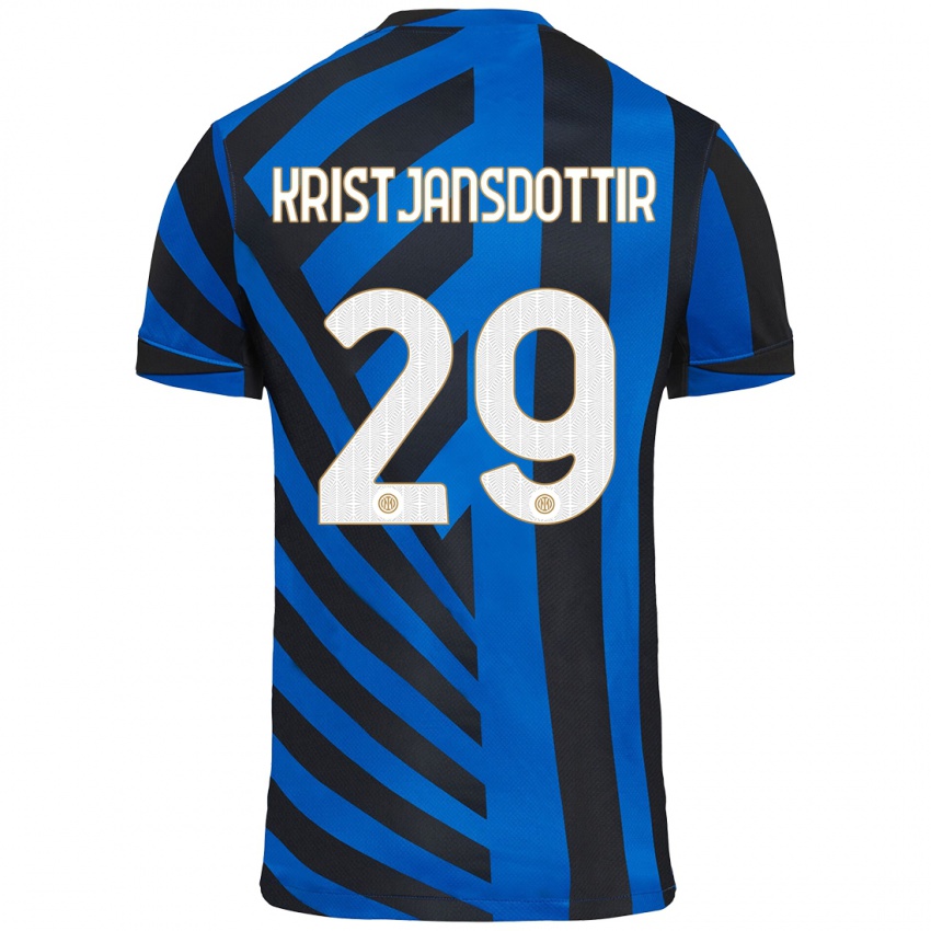 Niño Camiseta Anna Bjork Kristjansdottir #29 Azul Negro 1ª Equipación 2024/25 La Camisa Chile