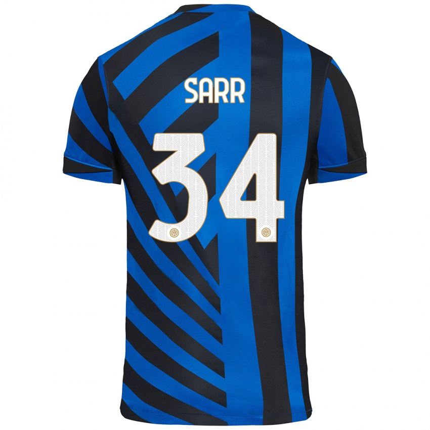 Niño Camiseta Amadou Sarr #34 Azul Negro 1ª Equipación 2024/25 La Camisa Chile